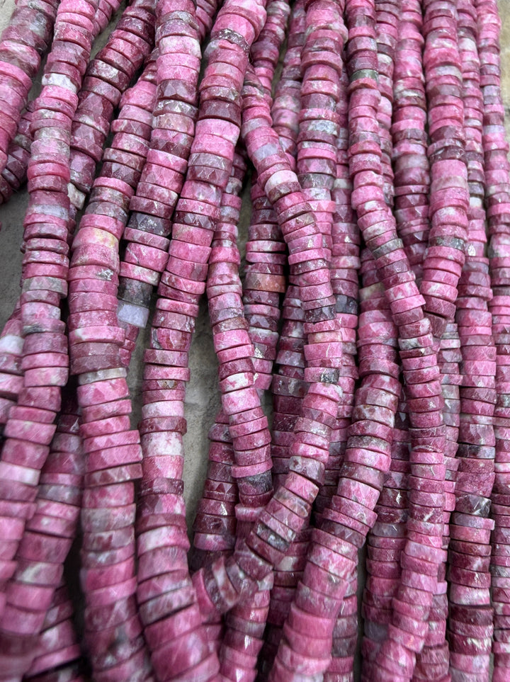 RARE Natural Thulite (Norway) Faceted Heishi 4.5-5mm Beads