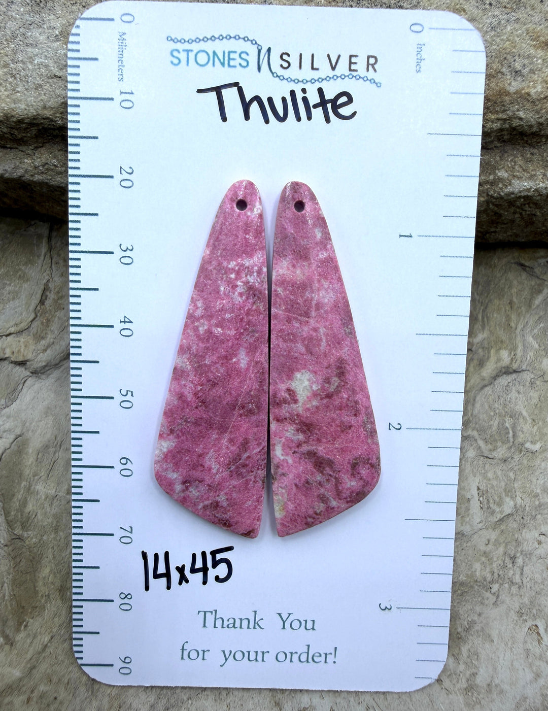 RARE Natural Thulite (Norway) Matching Earring Slab Bead