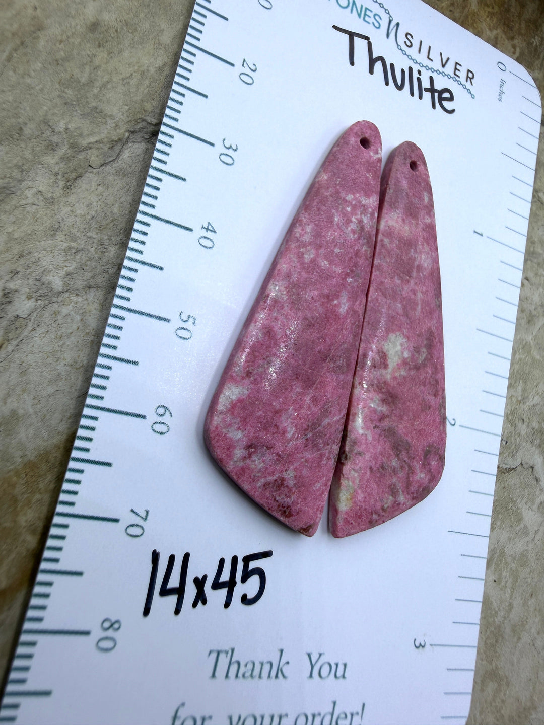 RARE Natural Thulite (Norway) Matching Earring Slab Bead