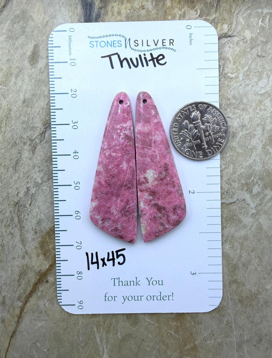 RARE Natural Thulite (Norway) Matching Earring Slab Bead