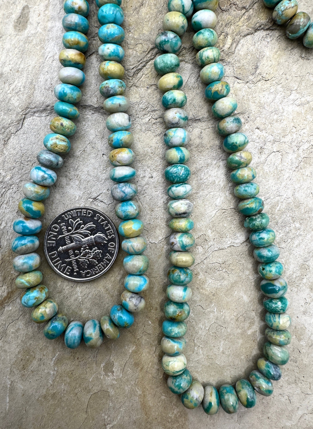 RARE Nevada Fox Turquoise 6mm Rondelle Beads 9 inch strand