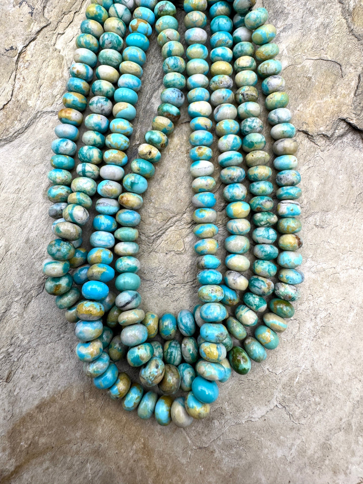 RARE Nevada Fox Turquoise 6mm Rondelle Beads 9 inch strand