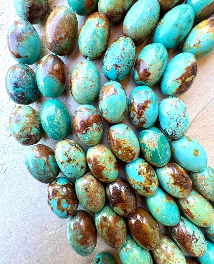 RARE Number 8 Turquoise (Nevada) 10x14mm Barrel Beads 8