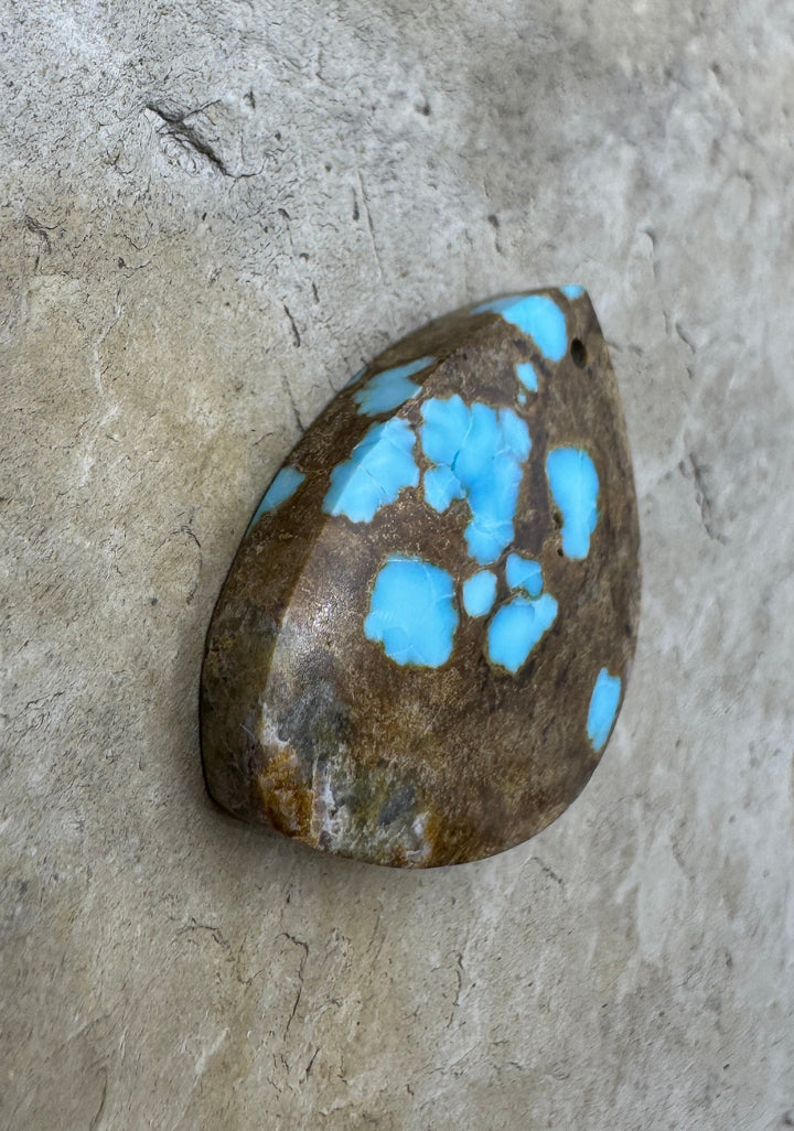 RARE Number 8 Turquoise (Nevada) 23x29mm Focal Pendant Bead