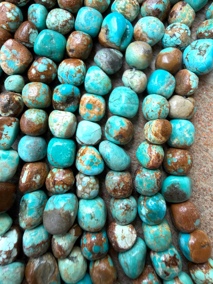 RARE Number 8 Turquoise (Nevada) 6-8mm Rounded Nugget Beads
