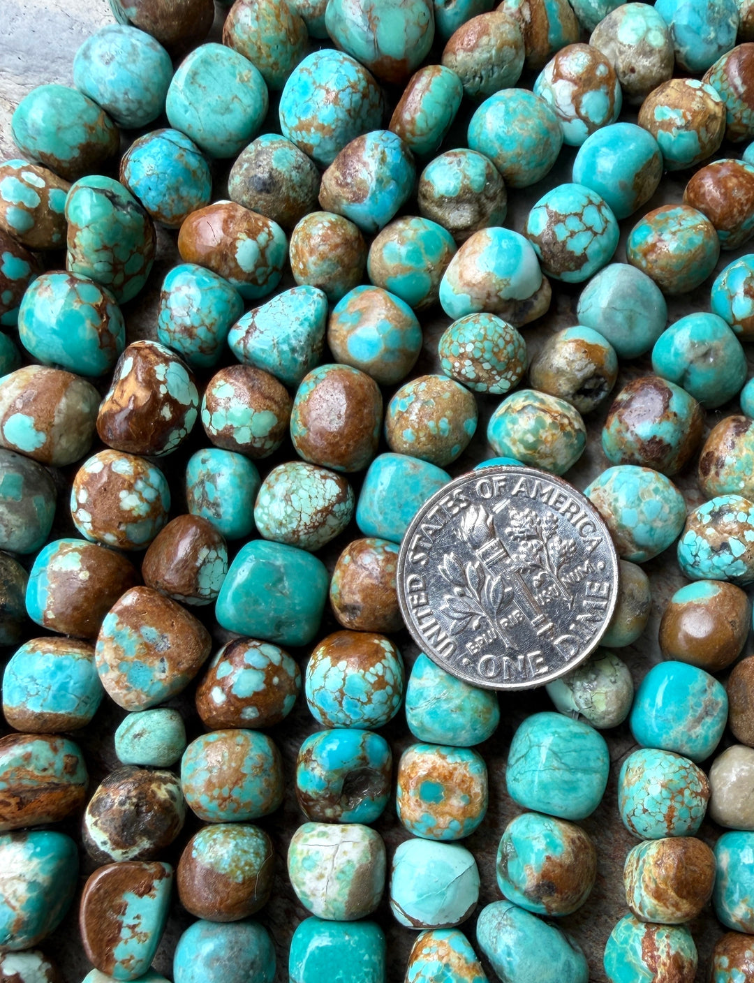 RARE Number 8 Turquoise (Nevada) 6-8mm Rounded Nugget Beads