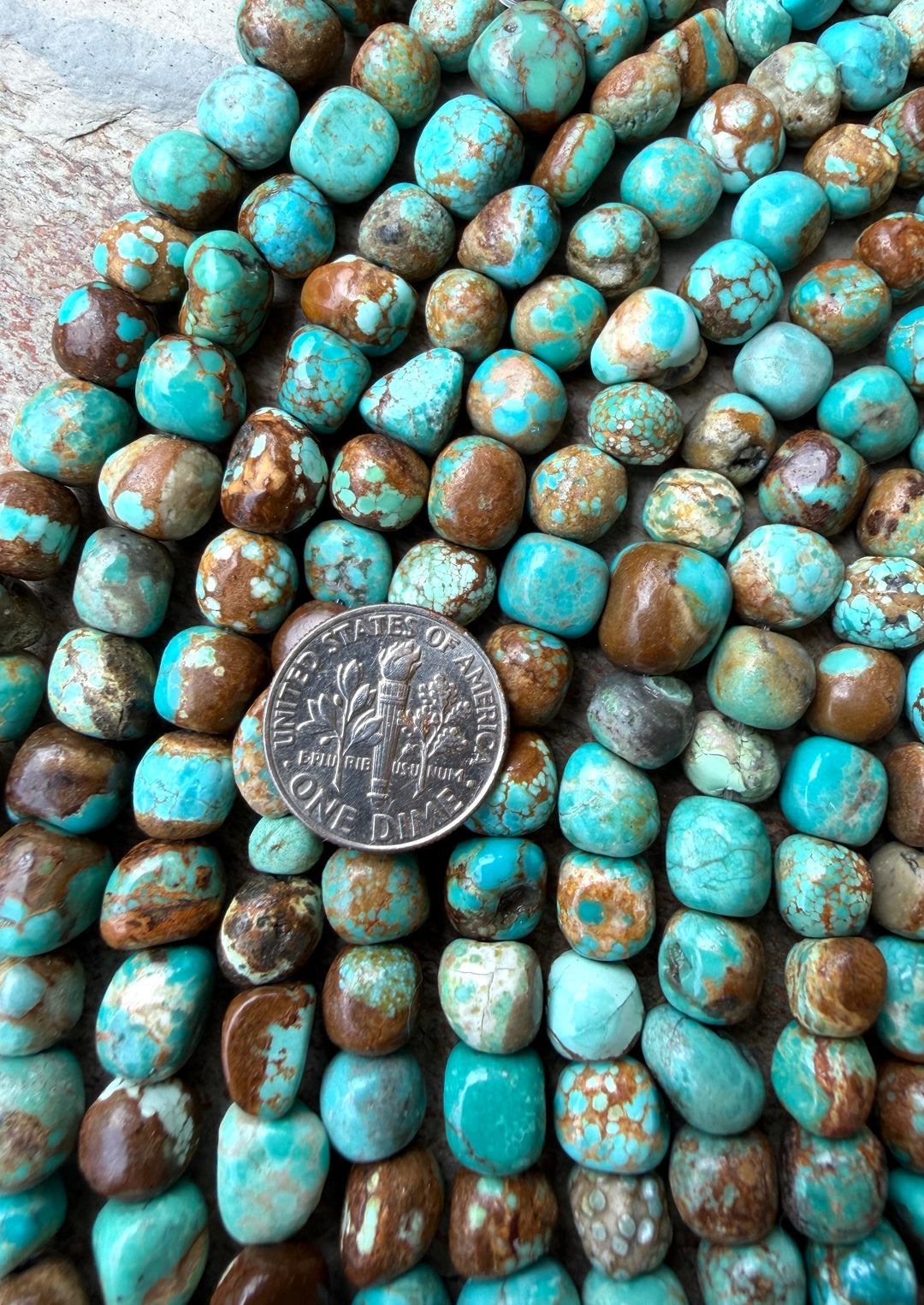 RARE Number 8 Turquoise (Nevada) 6-8mm Rounded Nugget Beads