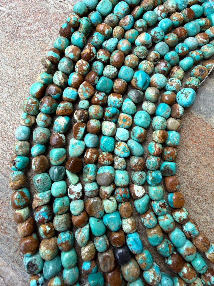 RARE Number 8 Turquoise (Nevada) 6-8mm Rounded Nugget Beads