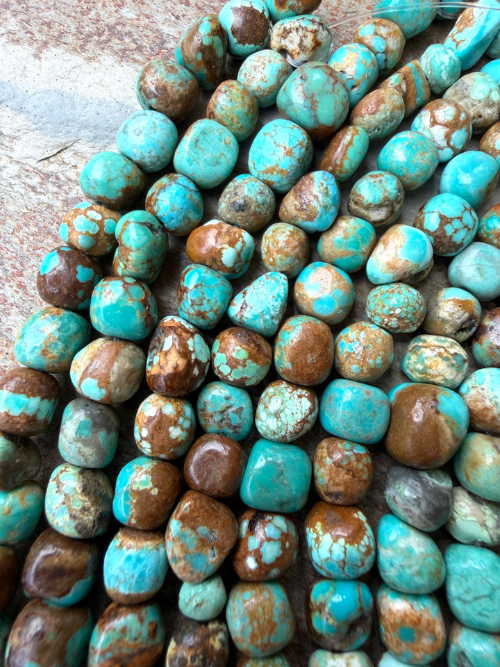 RARE Number 8 Turquoise (Nevada) 6-8mm Rounded Nugget Beads