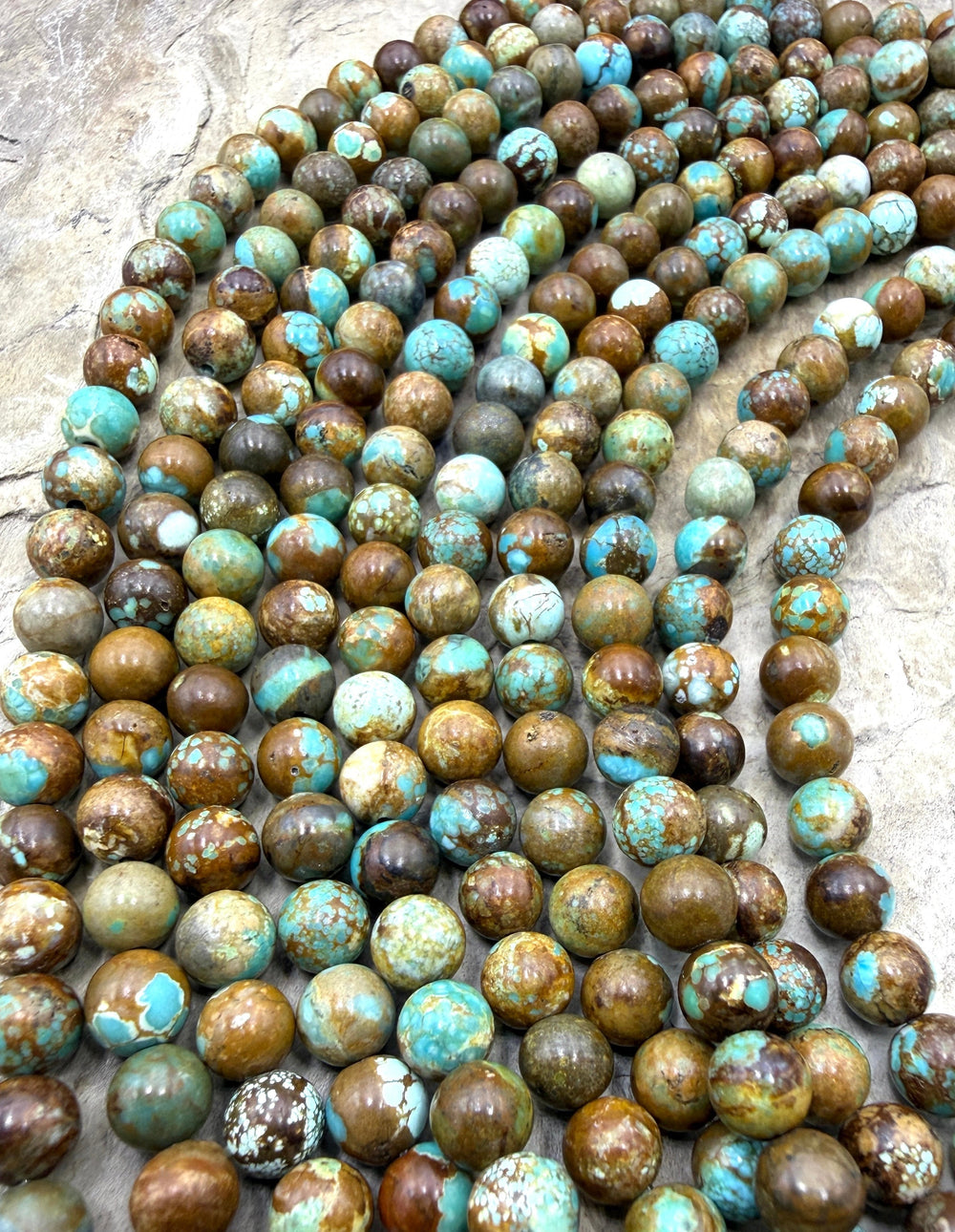 RARE Number 8 Turquoise (Nevada) 6mm Round Beads 7 Inch
