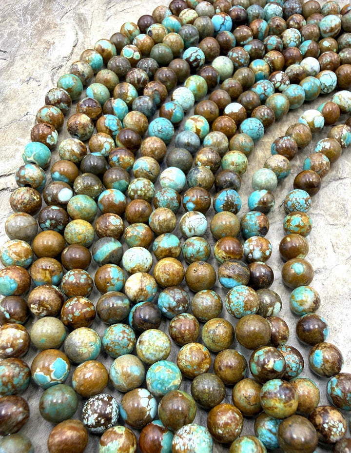 RARE Number 8 Turquoise (Nevada) 6mm Round Beads 7 Inch