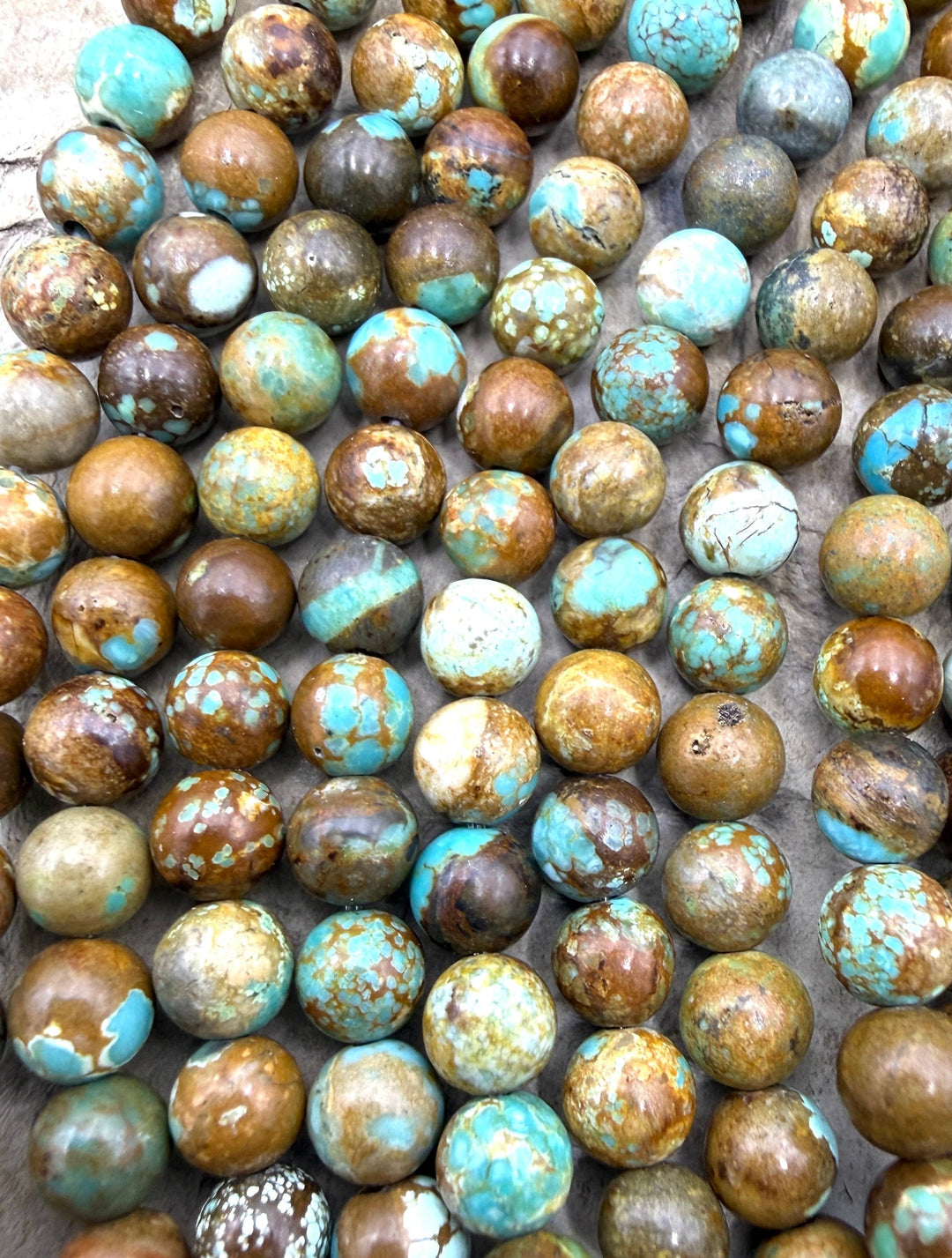 RARE Number 8 Turquoise (Nevada) 6mm Round Beads 7 Inch