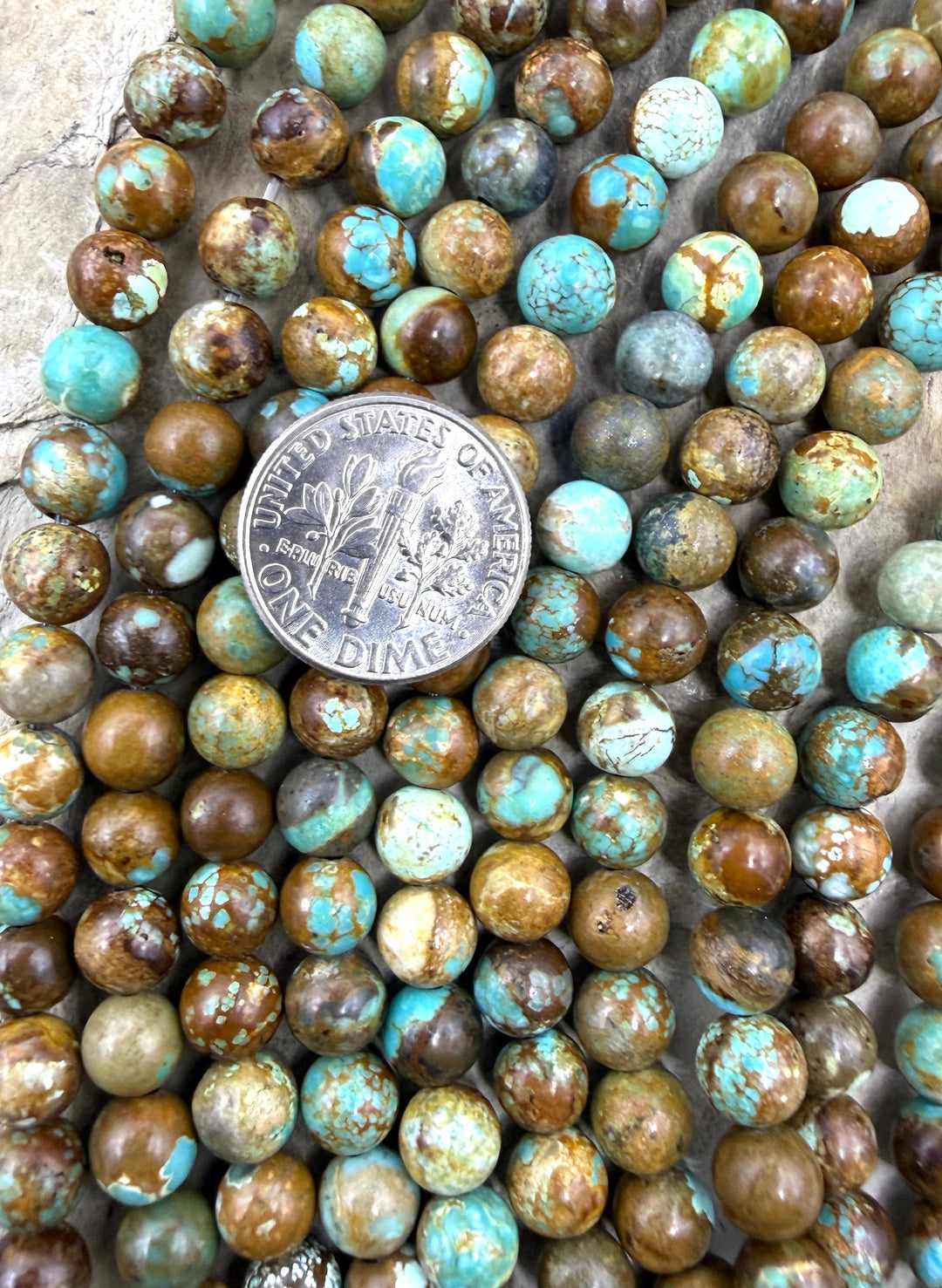 RARE Number 8 Turquoise (Nevada) 6mm Round Beads 7 Inch