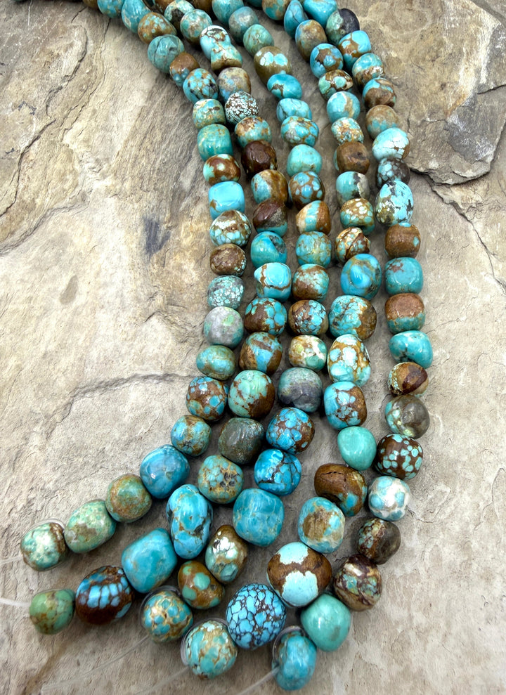 RARE Number 8 Turquoise (Nevada) 7-8mm Smooth Nugget Beads