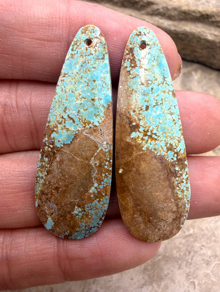 RARE Number 8 Turquoise (Nevada) BIG Matching Earring Slab
