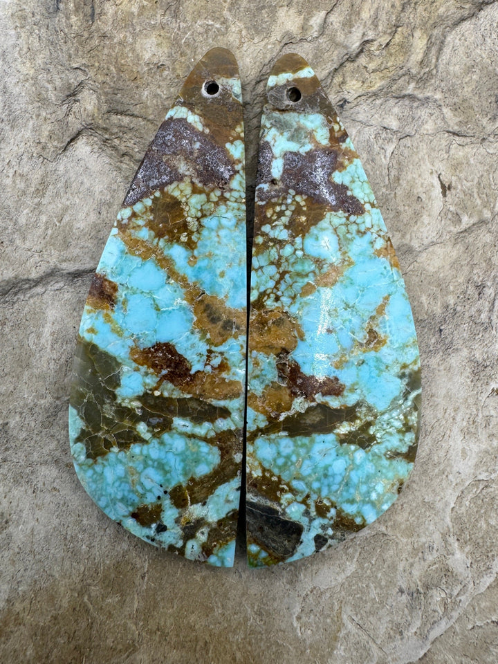 RARE Number 8 Turquoise (Nevada) BIG Matching Earring Slab