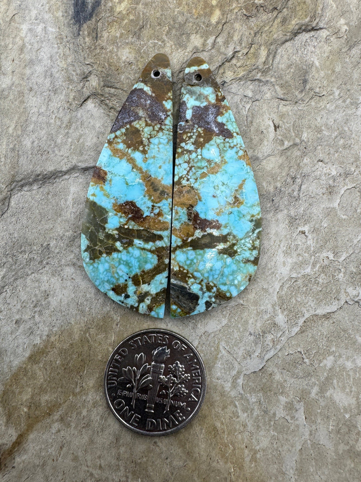 RARE Number 8 Turquoise (Nevada) BIG Matching Earring Slab