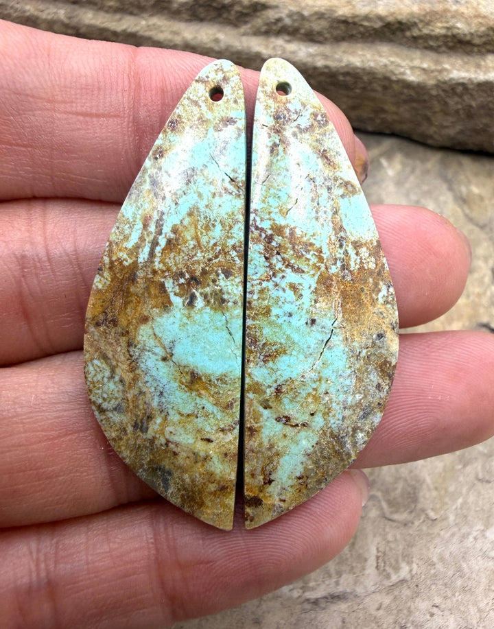 RARE Number 8 Turquoise (Nevada) BIG Matching Earring Slab