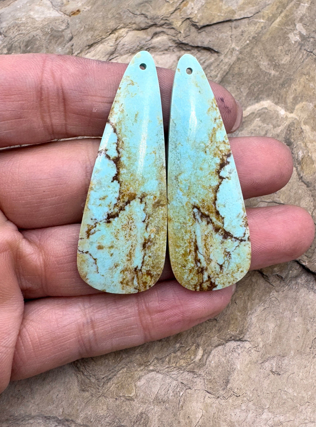 RARE Number 8 Turquoise (Nevada) BIG Matching Earring Slab