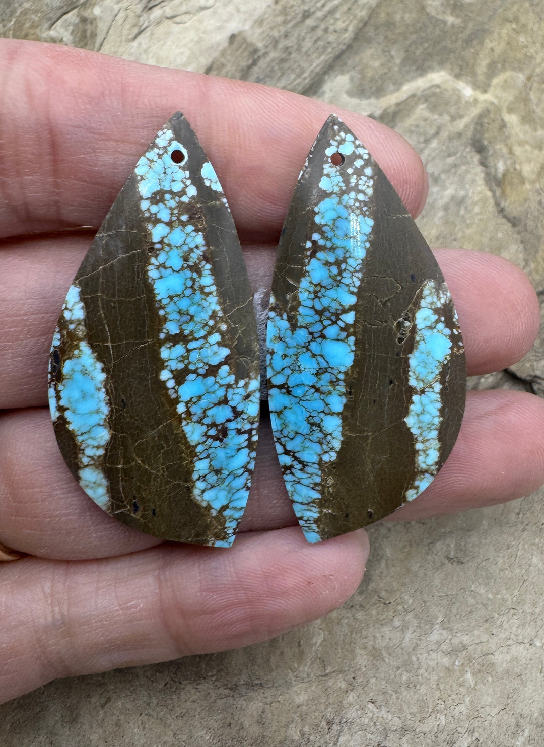 RARE Number 8 Turquoise (Nevada) BIG Matching Earring Slab