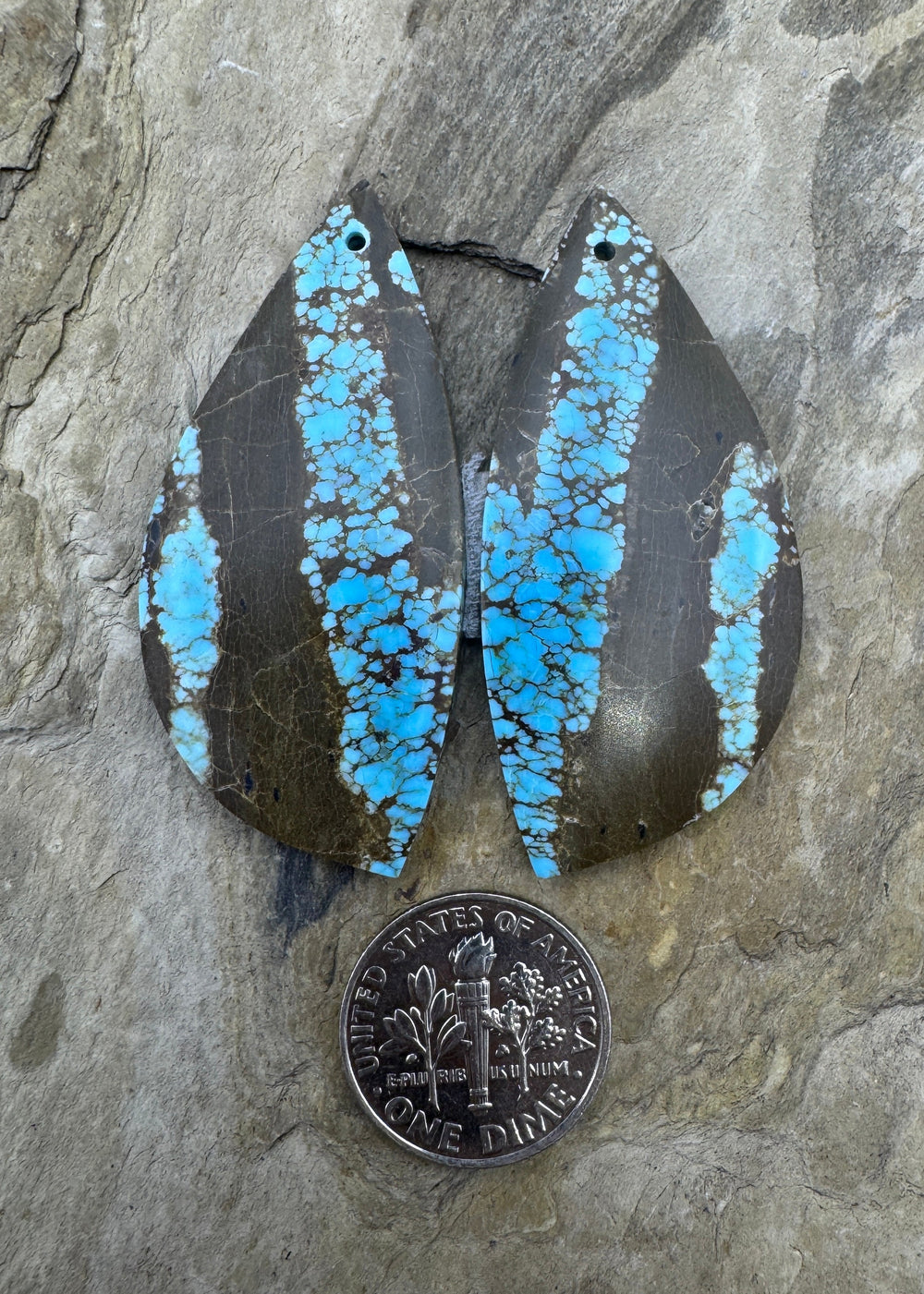 RARE Number 8 Turquoise (Nevada) BIG Matching Earring Slab