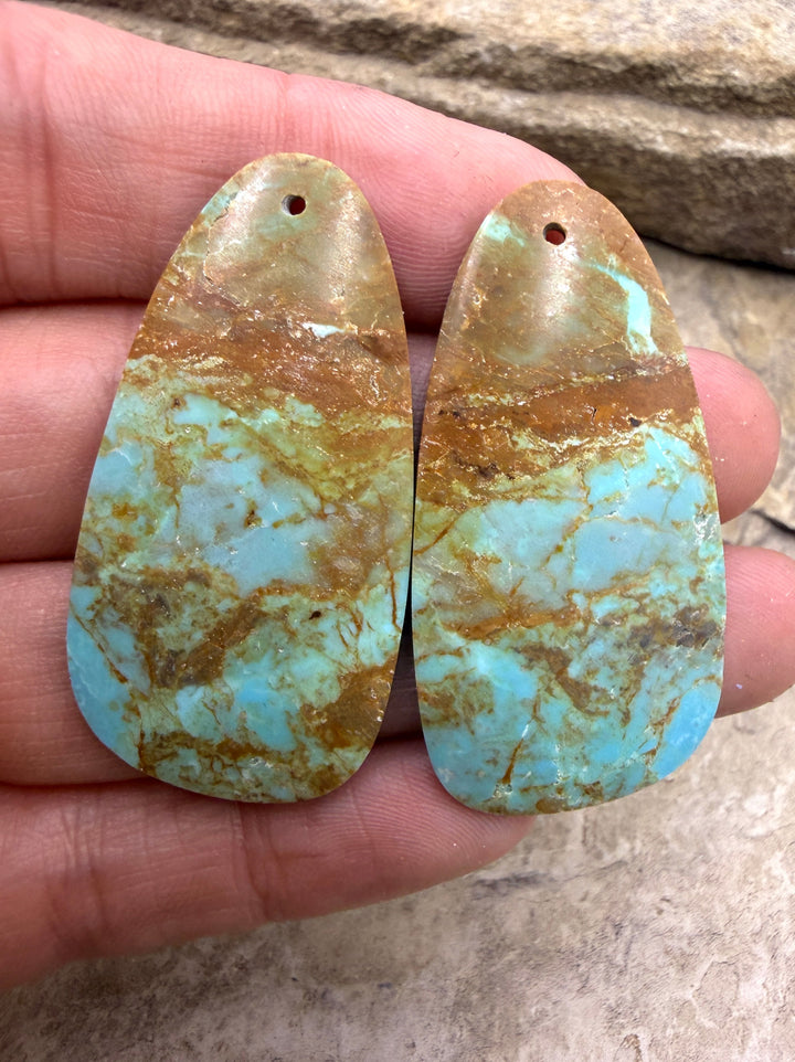 RARE Number 8 Turquoise (Nevada) BIG Matching Earring Slab