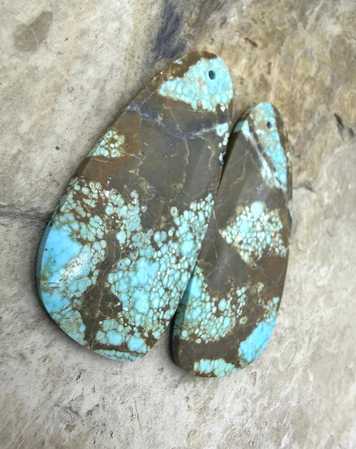 RARE Number 8 Turquoise (Nevada) BIG Matching Earring Slab