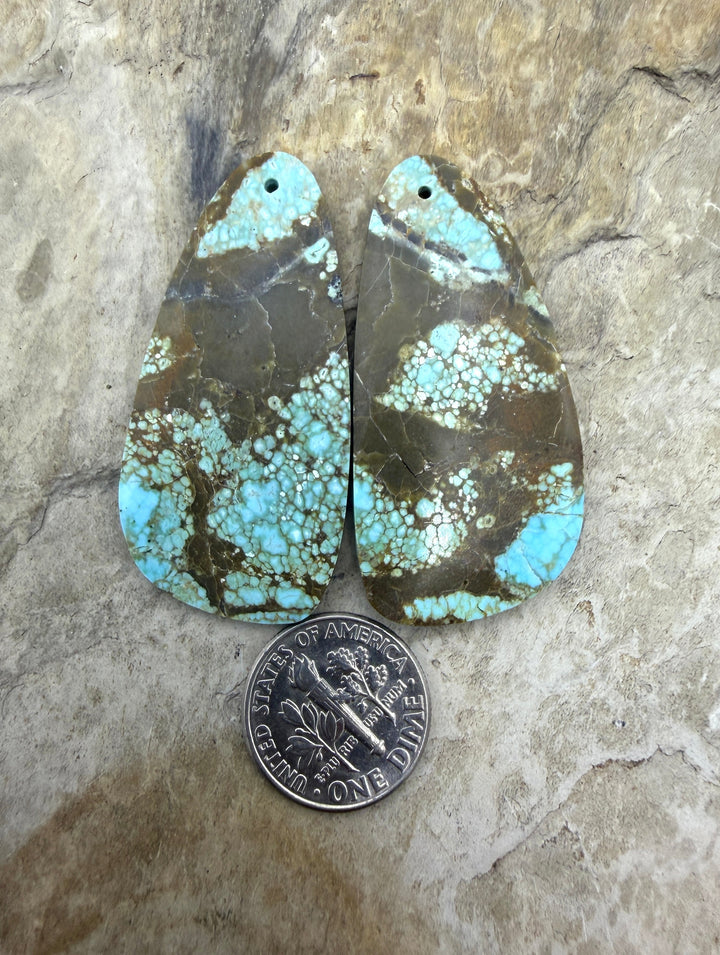 RARE Number 8 Turquoise (Nevada) BIG Matching Earring Slab