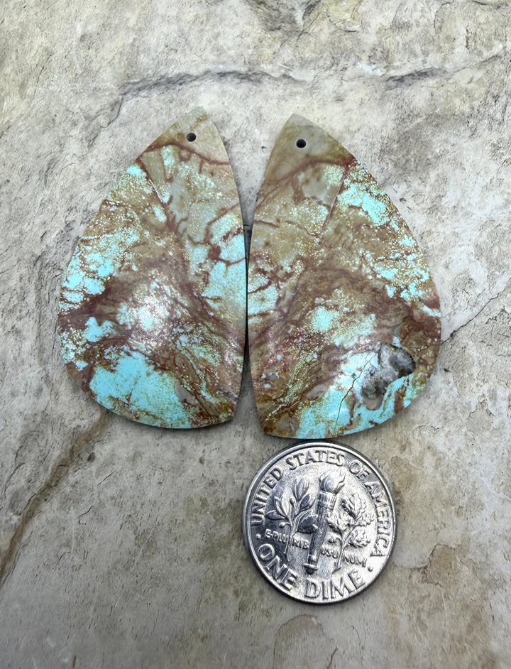 RARE Number 8 Turquoise (Nevada) BIG Matching Earring Slab