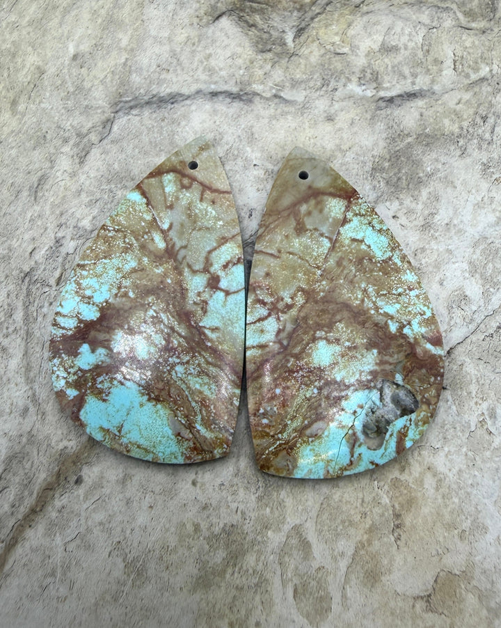 RARE Number 8 Turquoise (Nevada) BIG Matching Earring Slab