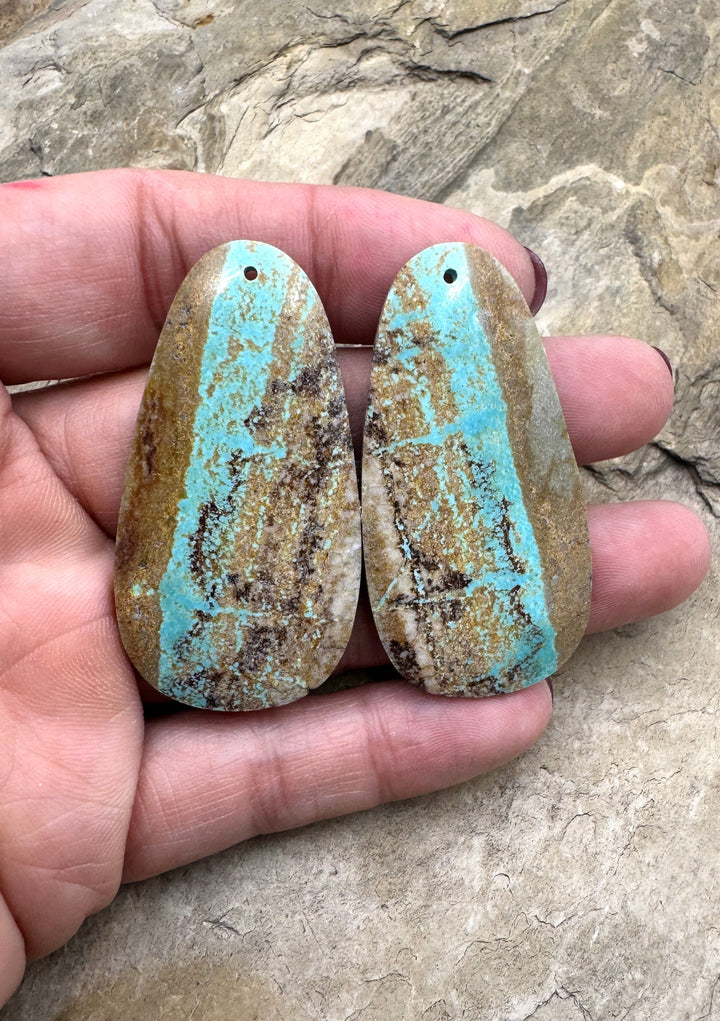 RARE Number 8 Turquoise (Nevada) BIG Matching Earring Slab