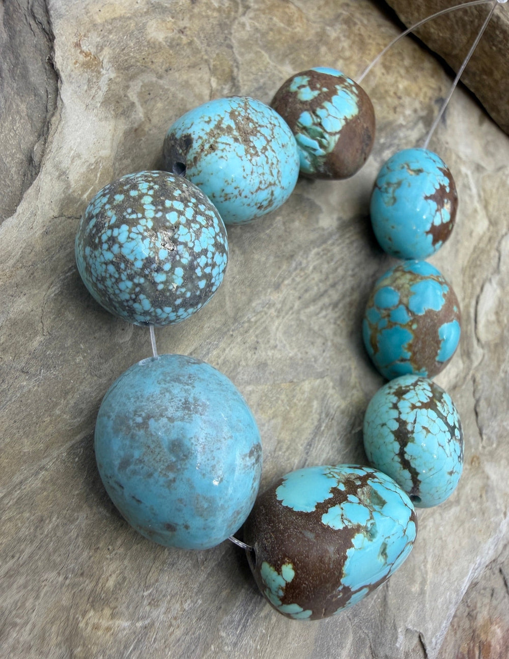 RARE Number 8 Turquoise (Nevada) BIG Oval Nugget Beads