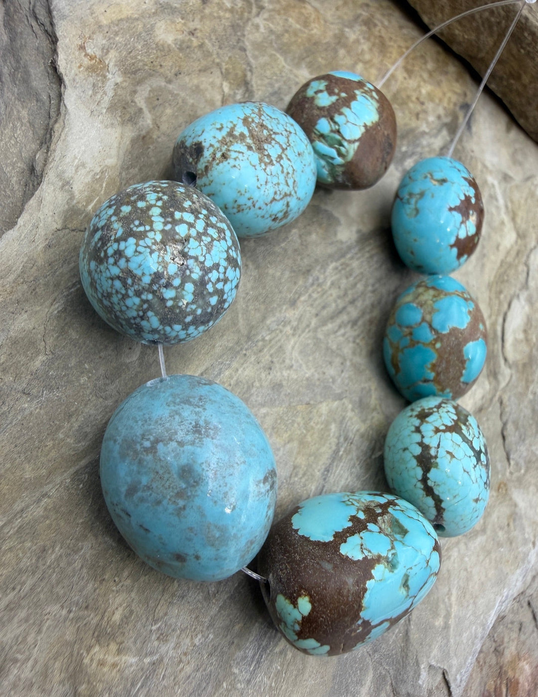 RARE Number 8 Turquoise (Nevada) BIG Oval Nugget Beads