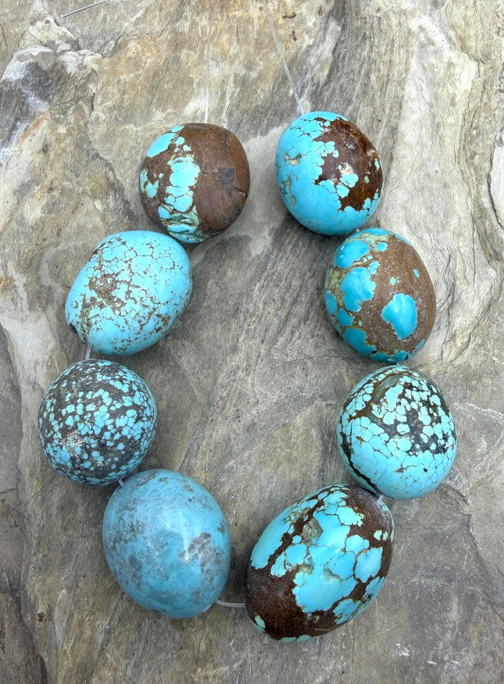 RARE Number 8 Turquoise (Nevada) BIG Oval Nugget Beads