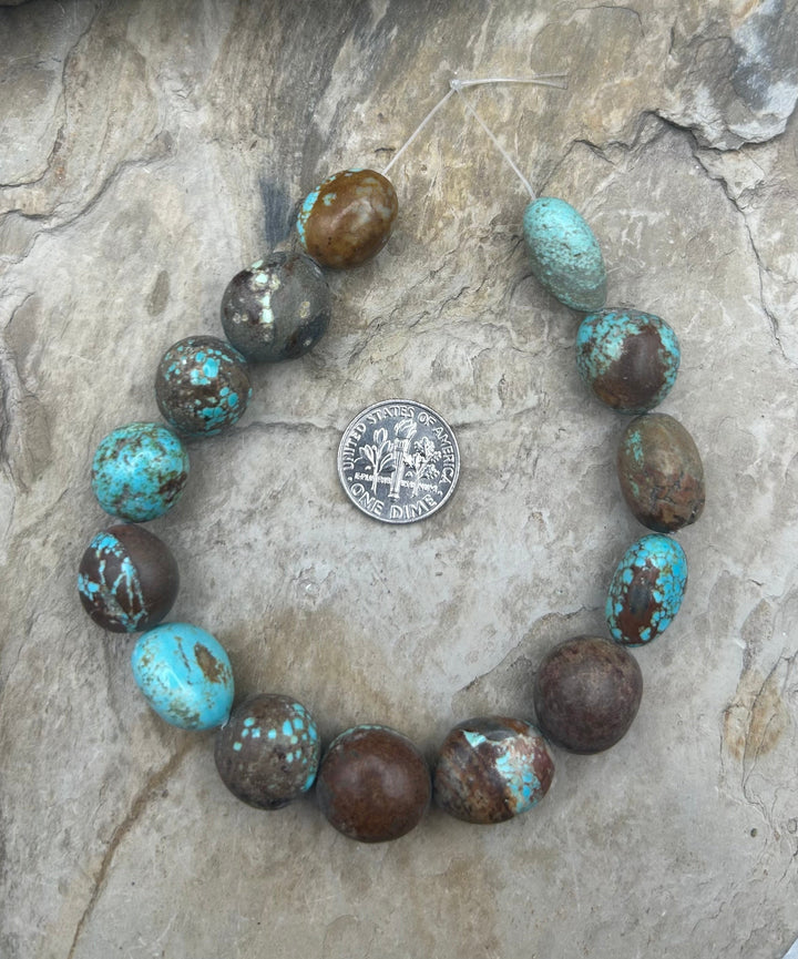 RARE Number 8 Turquoise (Nevada) BIG Rounded Nugget Beads
