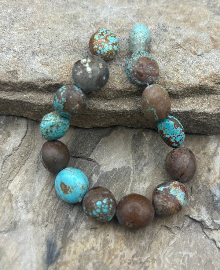 RARE Number 8 Turquoise (Nevada) BIG Rounded Nugget Beads