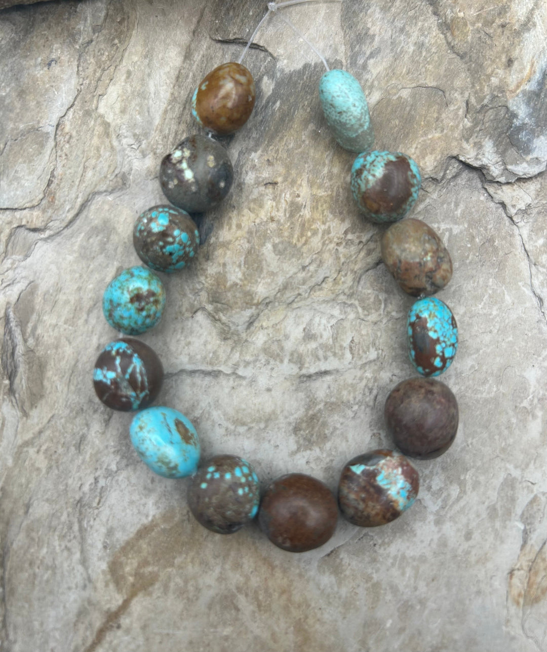 RARE Number 8 Turquoise (Nevada) BIG Rounded Nugget Beads