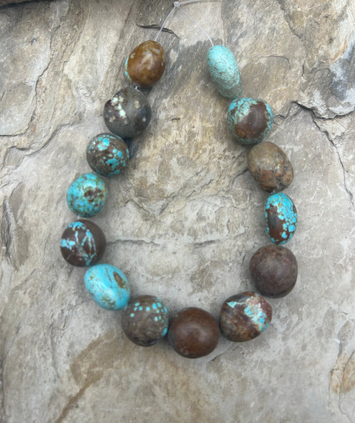 RARE Number 8 Turquoise (Nevada) BIG Rounded Nugget Beads