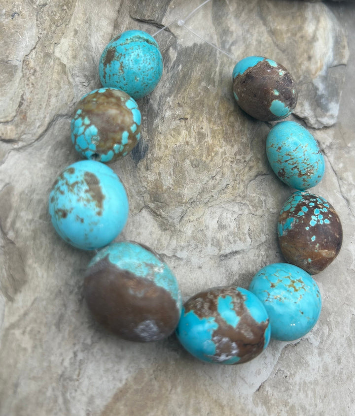 RARE Number 8 Turquoise (Nevada) BIG Rounded Nugget Beads