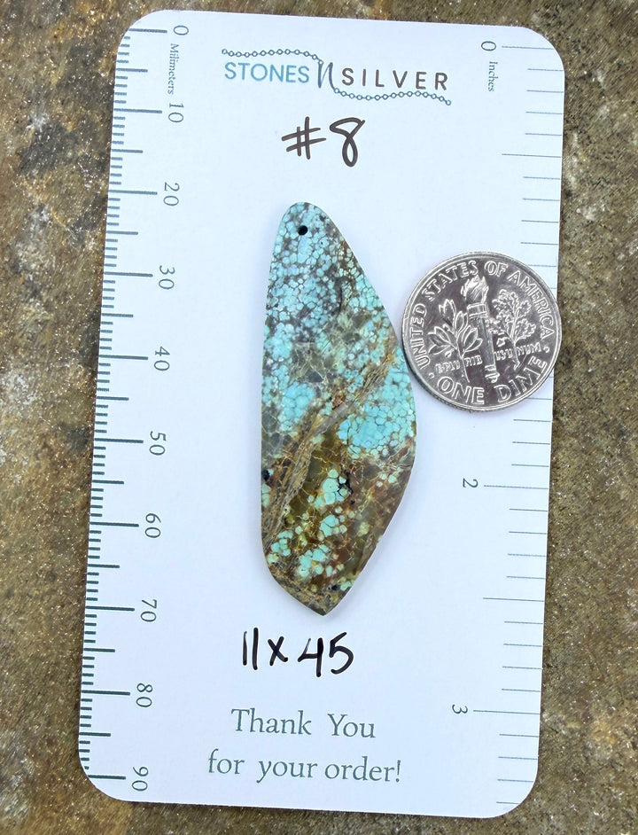 RARE Number 8 Turquoise (Nevada) Focal Pendant Bead 11x45mm