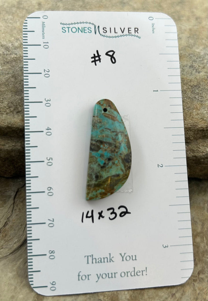 RARE Number 8 Turquoise (Nevada) Focal Pendant Bead 14x32mm
