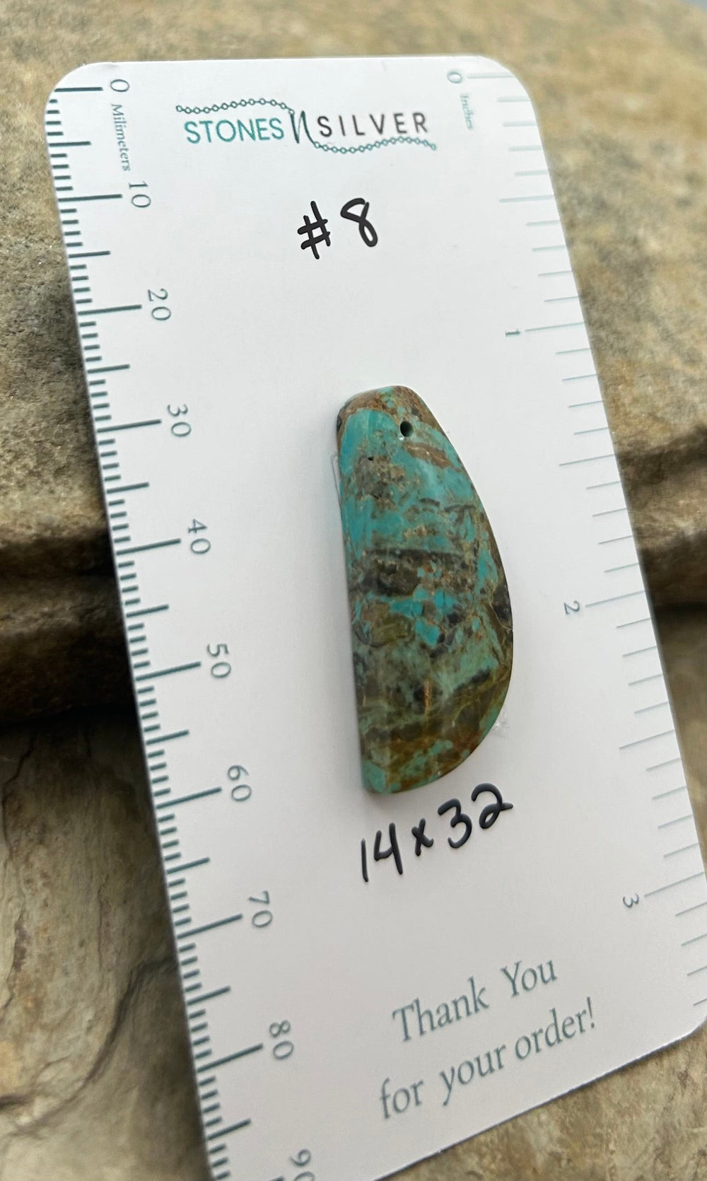 RARE Number 8 Turquoise (Nevada) Focal Pendant Bead 14x32mm