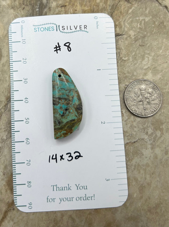 RARE Number 8 Turquoise (Nevada) Focal Pendant Bead 14x32mm
