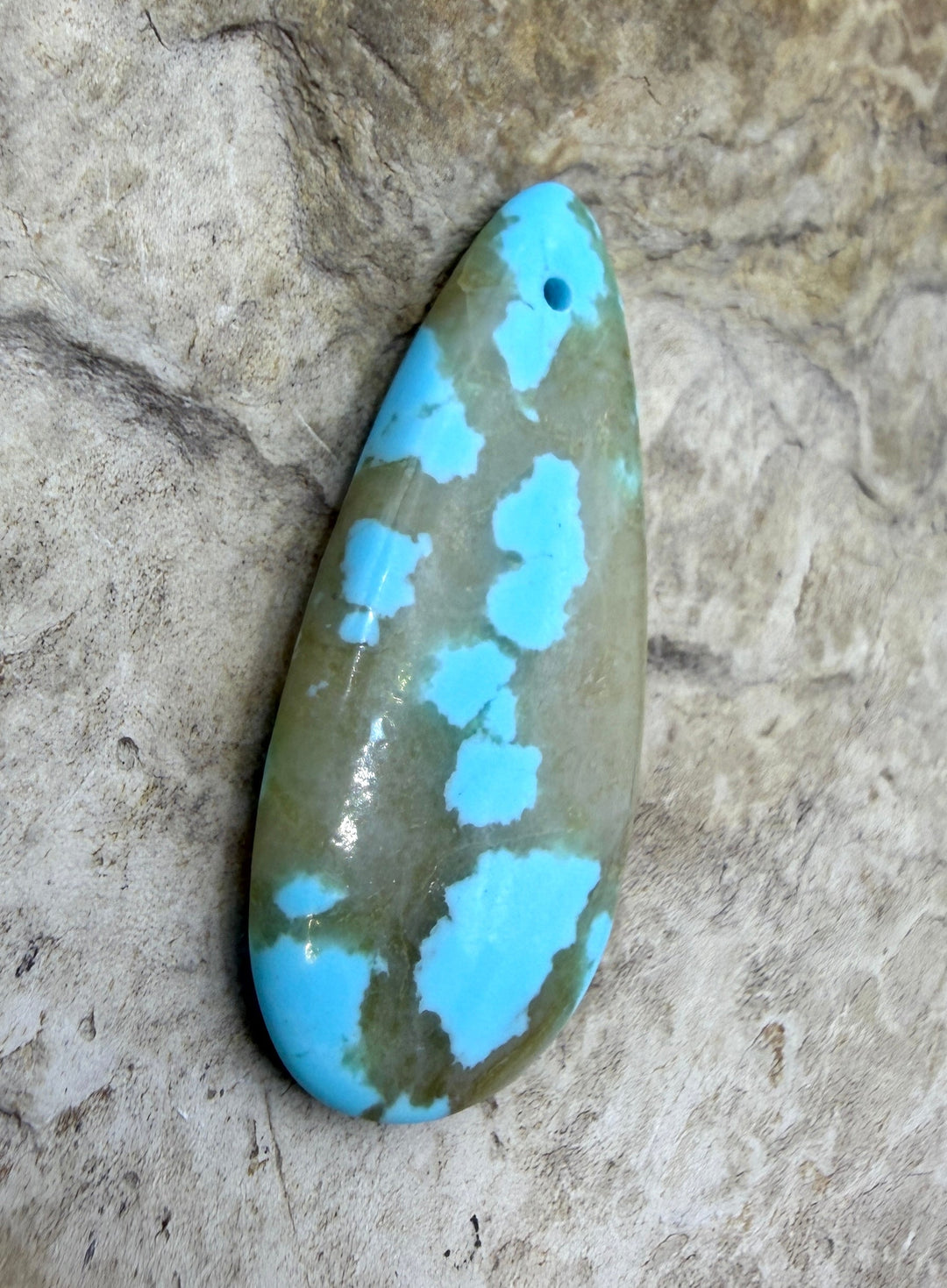 RARE Number 8 Turquoise (Nevada) Focal Pendant Bead 15x33mm