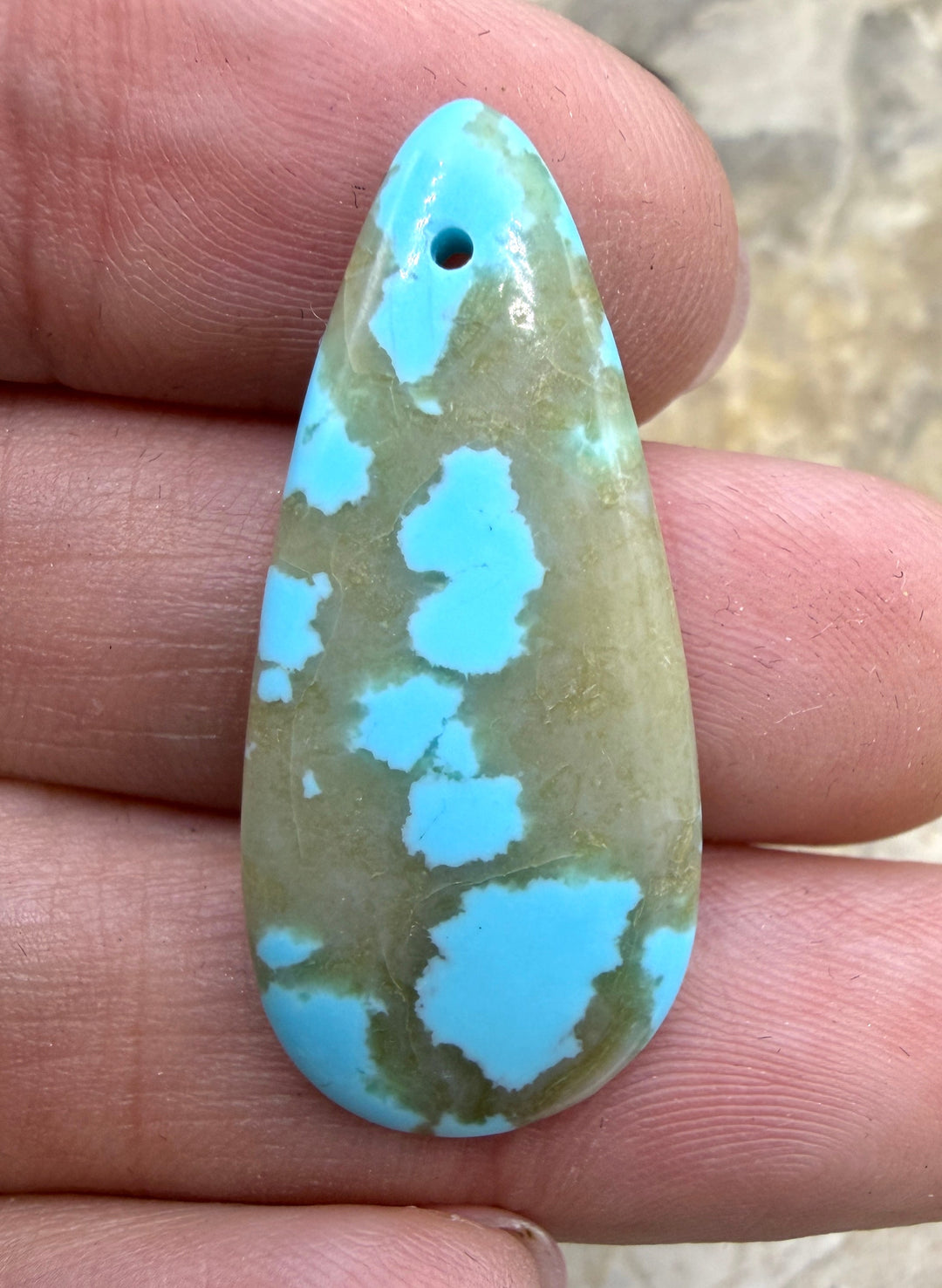 RARE Number 8 Turquoise (Nevada) Focal Pendant Bead 15x33mm