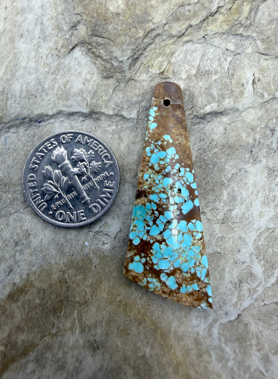 RARE Number 8 Turquoise (Nevada) Focal Pendant Bead 15x40mm