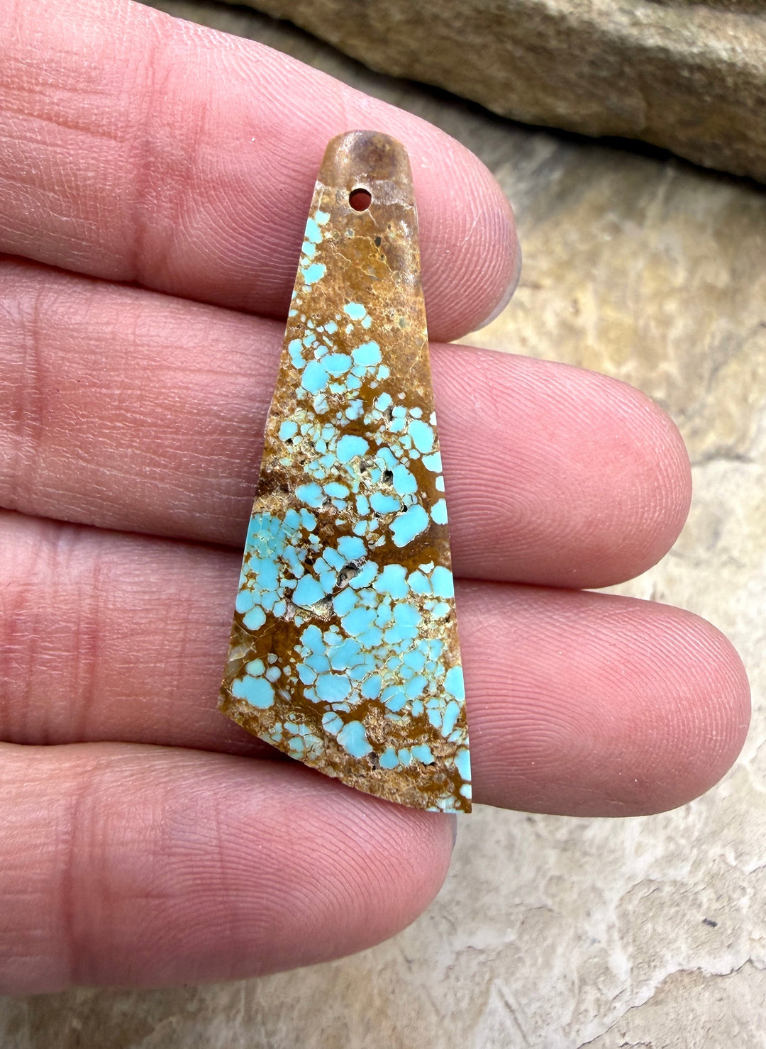 RARE Number 8 Turquoise (Nevada) Focal Pendant Bead 15x40mm