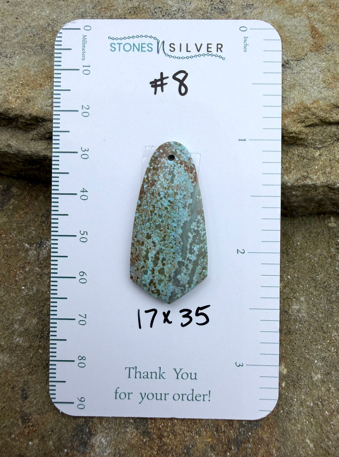 RARE Number 8 Turquoise (Nevada) Focal Pendant Bead 17x35mm