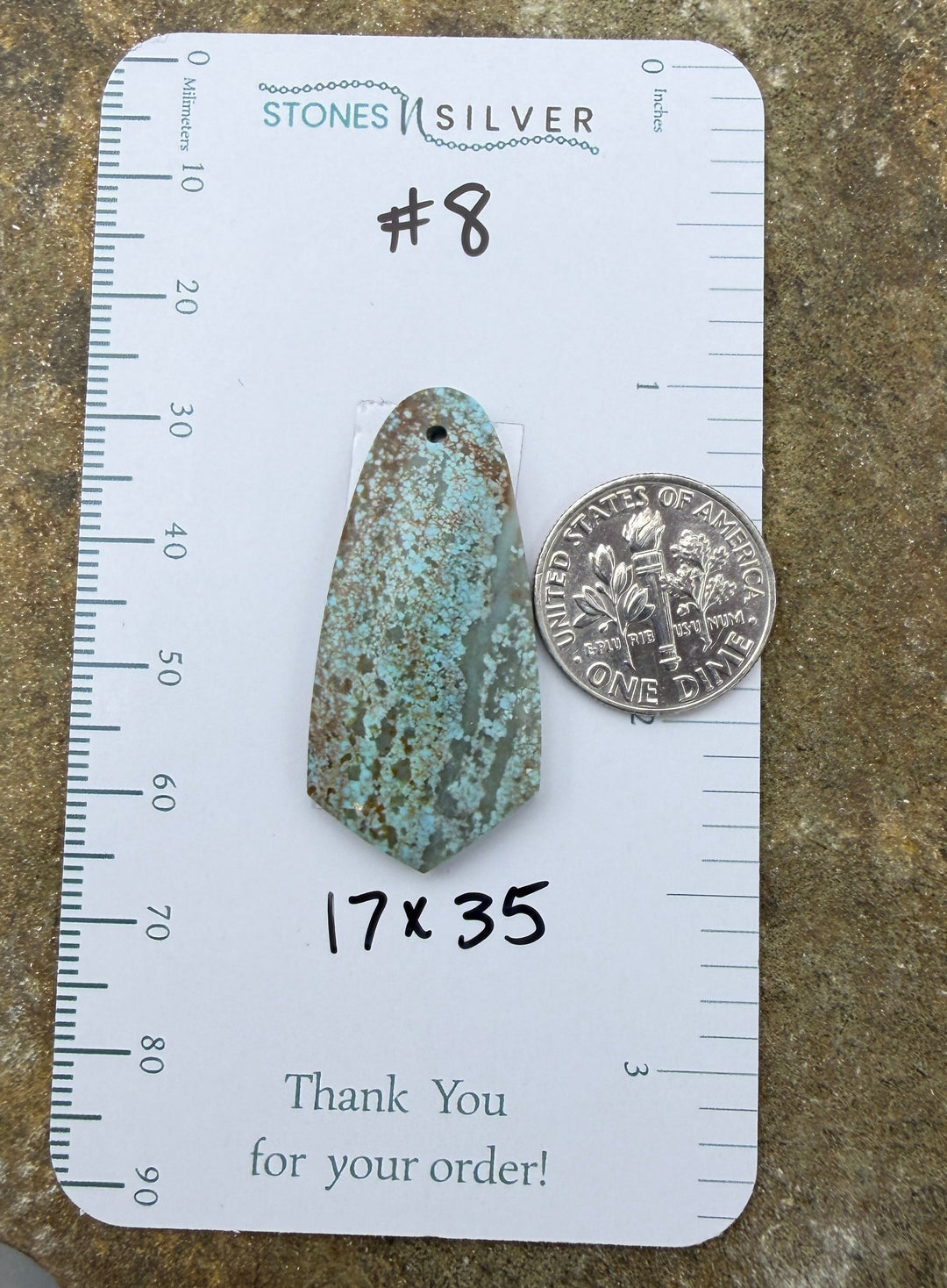 RARE Number 8 Turquoise (Nevada) Focal Pendant Bead 17x35mm