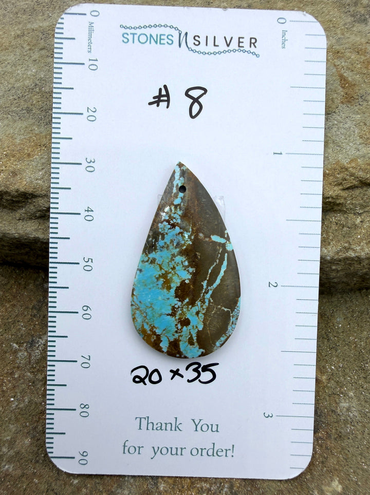 RARE Number 8 Turquoise (Nevada) Focal Pendant Bead 20x35mm
